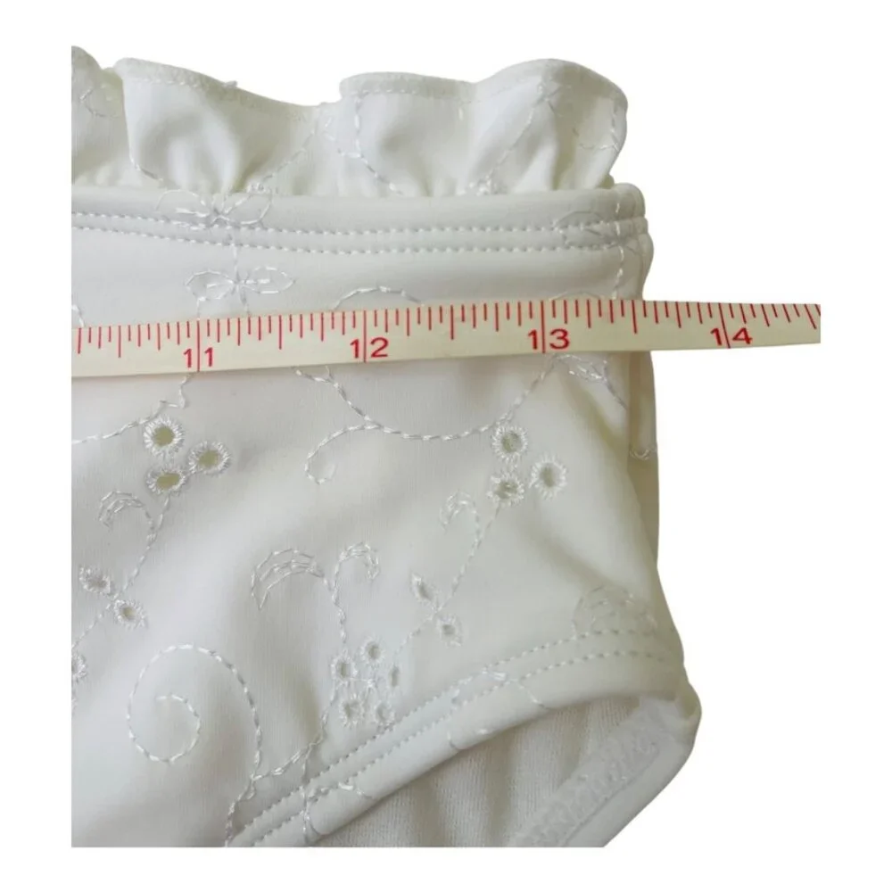 ASOS High Waist White Ruffle Embroideries Bikini Bottom Size UK 10 EU 38 US 6